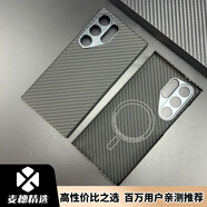 弘毅（HOUNY）麥穗斯?fàn)朣24U手機(jī)殼凱夫拉sungS24Ultra芳綸纖維保護(hù)套凱芙拉 黑灰1500D火山口金屬框磁吸 三星S24ultra