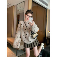 藝璽酩（YIXIMING）卡其色波點(diǎn)針織衫女套頭毛衣2025新款秋冬加厚寬松休閑慵懶風(fēng)內搭 卡其色 L