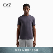 EMPORIO ARMANI/阿瑪尼官方旗艦EA7/新款男士純棉正肩圓領健身短袖T恤秋季 【100%棉】灰色/黑標 XL  (推薦：165-180斤)