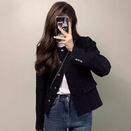 高端黑色小香風(fēng)格外套加碼女士2025春秋季新款胖mm超級(jí)西式歐洲上 黑色(外套/初秋外套/早秋外套/外 M(建議80-100斤) 均碼