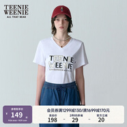 Teenie Weenie小熊女裝T恤夏新款寬松舒適簡(jiǎn)約休閑時(shí)尚個(gè)性V領(lǐng)短袖 白色 L