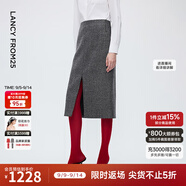朗姿【王楚然同款】純羊毛西裝外套/半身裙高級感2025年冬季新款 深灰色半身裙 M