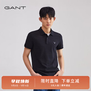 GANT【100%棉】GANT/甘特夏男士寬松時(shí)尚休閑舒適通勤翻領(lǐng)短袖POLO衫 5黑色 M