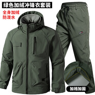 WODEPUS KISS秋冬季防風(fēng)戶(hù)外摩托車(chē)騎行服套裝沖鋒衣加絨機車(chē)賽車(chē)男女防水耐磨 2025加絨防水沖鋒衣套裝【軍綠色】 175(135-150斤)