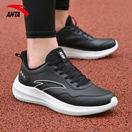 安踏男鞋運動(dòng)鞋男秋冬季男士軟底網(wǎng)面透氣跑步鞋休閑鞋皮面防水鞋子男 【皮面防潑水】黑/安踏白 39 （6.5碼）