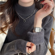 羅蒙（ROMON）針織衫毛衣女加絨保暖秋冬季2025新款內搭加厚半高領(lǐng)一體絨打底衫 深灰色 S 80-95斤