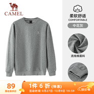 駱駝（CAMEL）長(cháng)袖圓領(lǐng)套頭衛衣男寬松休閑運動(dòng)打底衫 J13CAYL6063 中花灰 XXL