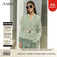 AMII女裝2025職業(yè)西服套裝女夏季新款休閑外套時(shí)尚西裝兩件套 抹茶綠(西裝) S (155)