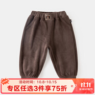 嘟嘟家寶寶加絨褲子冬裝男童加厚棉褲女童保暖冬季休閑褲兒童束腳褲冬款 咖色 110