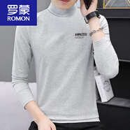 羅蒙（ROMON）男士半高領(lǐng)打底衫2025秋冬新款加厚純棉長(cháng)袖t恤修身中領(lǐng)內衣體恤 淺灰色 M