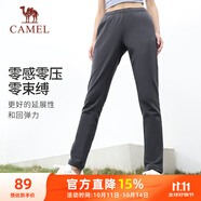 駱駝（CAMEL）直筒運(yùn)動(dòng)褲女子休閑針織衛(wèi)褲長(zhǎng)褲 CB2225L0783 深灰 M