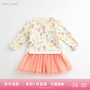 馬克珍妮秋裝 女童連衣裙秋裝 兒童衛(wèi)衣裙 女寶寶嬰兒網(wǎng)紗裙子17538 花與熊印花【17538A不加絨】 90 建議身高90cm
