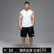 MUSCLE DOG肌肉狗 健身背心男潮牌純色緊身小V領(lǐng)無(wú)袖工字運動(dòng)訓練健身衣服 白色 S