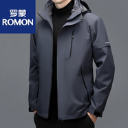 羅蒙（ROMON）沖鋒衣男三合一可拆卸秋冬季外套加絨加厚防風(fēng)防水登山衣服 三合一外套6619灰色 M 建議110-120斤