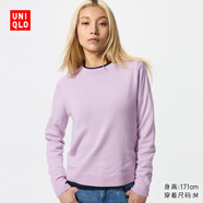 優(yōu)衣庫女裝羊絨圓領(lǐng)針織衫/長(cháng)袖毛衣毛衫25秋冬新款479160 70 淺紫色 L /160/88A