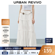 UR2025夏季新款女波嬉風(fēng)氛圍感花邊長(zhǎng)款白色半裙UYL550042 本白 (面料微透) S (XS-S)