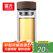 富光 男女士雙層玻璃杯 高硼硅玻璃304茶隔水杯子 帶茶隔泡茶杯500ml