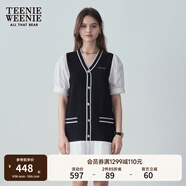 Teenie Weenie小熊女裝簡約夏季拼接針織連衣裙寬松氣質(zhì)韓版女裙 黑色 S