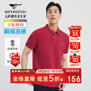 七匹狼短袖T恤男士T恤時(shí)尚中青年翻領(lǐng)商務(wù)休閑小狼標(biāo)刺繡Polo男裝
