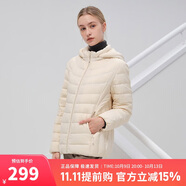坦博爾輕薄羽絨服女寬松可脫卸帽女士輕薄羽絨外套TD216236 焦香米 160 