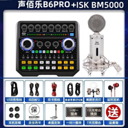 原裝聲佰樂(lè )B6plus/pro直播聲卡套裝電容式麥克風(fēng)手機電腦通用K歌全套聲百樂(lè ) B6Pro+ISK BM5000套餐