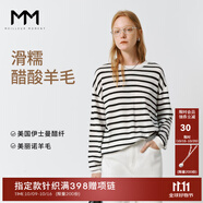 麥檬【雙11搶先購】MM爆款寬松連帽質(zhì)感針織衫毛衣上衣25秋冬新款 圓領(lǐng)-長袖-白色5G7931081 L