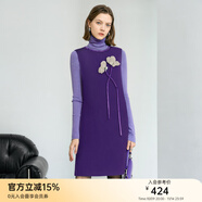 顏域綿羊毛優(yōu)雅連衣裙女士2025新款冬裝中長(zhǎng)款圓領(lǐng)裙子毛呢背心裙 紫色 XL