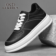 古卡頓（GUKADUN）男鞋秋冬季牛皮小白鞋男士新款休閑板鞋軟底實(shí)心真皮運動(dòng)鞋子男 黑色 42