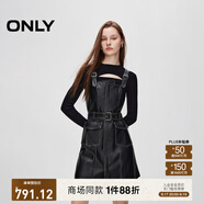 ONLY秋季復(fù)古風(fēng)長袖套裝收腰PU短裙連衣裙女|12437Y006 H1Z 黑色 M (165) 84A