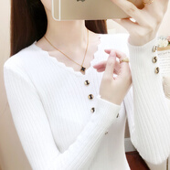 香影純V領(lǐng)毛衣打底衫內搭2025早秋設計感穿搭女秋冬新款上衣百搭針織衫 白色 M (建議95-105斤) 