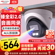 HIKVISION?？低暰W(wǎng)絡監(jiān)控攝像頭400萬超高清公司室內(nèi)室外手機遠程全彩AI人車偵測POE半球HK-E2P4L-P 2.8MM