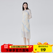 艾萊依（ERAL）商場同款小高領修身連衣裙春秋款顯瘦時尚百搭長裙女高端氣質(zhì)裙子 黃底色花 160/84A