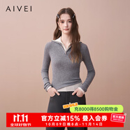 AIVEI欣賀艾薇2025秋季半拉鏈針織衫極簡(jiǎn)風(fēng)內搭外穿針織XRV5513B 中灰 S