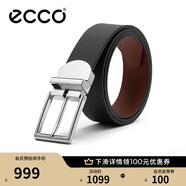 愛步（ECCO）男士方扣牛皮皮帶 商務(wù)休閑腰帶 黑色910589290922 黑色/深棕色 