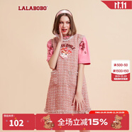 拉拉波波春新款時尚復(fù)古優(yōu)雅顯瘦小香風(fēng)無袖連衣裙女|L20A-WLZY11 粉色 L