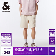杰克·瓊斯（JACK&JONES）夏季五分褲LOGO刺繡字母提花略寬松運動休閑短褲男裝22429F029 A03白帽灰 L （180)
