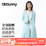 OhSunny短款防曬衣女時(shí)尚披肩護臉款防紫外線(xiàn)防曬服薄外套 湖水藍-中長(cháng)款 M 均碼