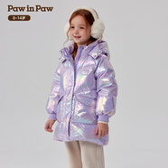 PawinPaw卡通小熊童裝冬女童女寶連帽炫彩亮面公主羽絨服 Purple紫色/75 140