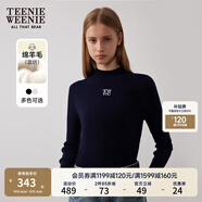 Teenie Weenie小熊女裝冬裝簡(jiǎn)約休閑時(shí)尚中領(lǐng)毛衣貼身打底衫針織衫 藏青色 S 160