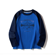 貝伊萌兒童裝男童T恤長(cháng)袖春秋裝2025秋季新款中大童男孩休閑百搭打底衫 寶藍色 170 (160-165CM，120-135斤)