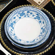 傳旗大容量湯碗水煮碗陶瓷碗家用大號面碗沙拉碗青花瓷8英寸碗 2只裝