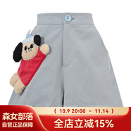 森女部落童趣減齡立體小狗設(shè)計(jì)感原創(chuàng)寬松夏季五分袖上衣T恤女 褲子（單件） S