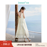 茵曼（INMAN）掛脖連衣裙2025夏女裝新品無袖寬松A字溫柔長裙子 梨花杏 L