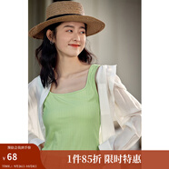 茵曼（INMAN）多色無袖顯瘦吊帶背心T恤夏季簡(jiǎn)約休閑百搭圓領(lǐng)上衣 草綠色 S