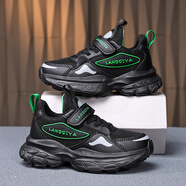 里奇.喬丹   RICKY JORDAN男童鞋網(wǎng)面透氣春秋新款中大童跑步鞋男孩鞋兒童運動鞋 301黑色【雙網(wǎng)升級款】 28 內(nèi)長17.7CM