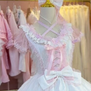 迷人兔兔芽-實(shí)體現貨 云寶lolita正品ah天使之心純色櫻花少女蛋糕紗裙 白粉jsk+kc 均碼 s（不退不換）