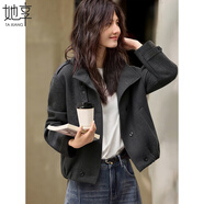 她享休閑外套女呢料質(zhì)感百搭工裝外套秋冬女士上衣外搭開(kāi)衫 T54D111