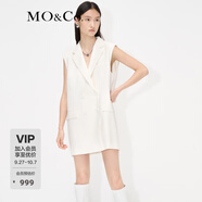 MO&Co.蝴蝶結(jié)裝飾露背寬肩西裝馬甲外套小眾上衣女摩安珂 本白色-第2批 XS 155