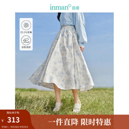 茵曼（INMAN）法式碎花高級(jí)感2025夏女新款休閑中長(zhǎng)吊帶連衣裙子 白底藍(lán)花半身裙-18412674 XL