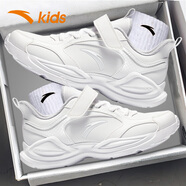 安踏兒童運動(dòng)鞋白色小白鞋板鞋皮面防水空軍一號6-16歲休閑鞋 白色5542（皮面） 35 /內長(cháng)22.0cm